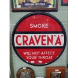 Smoke Craven A It will not affect your throat enamel advertising sign. {58 cm Diam}.