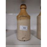 J Donohoe Wholesale Bottler Enniscorthy stoneware Ginger Beer bottle. {18 cm H x 8 cm Diam}.