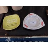 Golden Virginia Tobacco ceramic ashtray and Bass Ceramic ashtray. {12 cm H x 12 cm Diam}.
