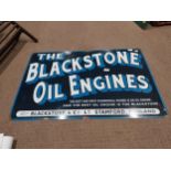 Blackstone Oil Engines tin plate advertising sign. {61 cm H x 92 cm W}