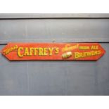 Thomas Caffreys famous Irish ale brewers wooden advertisement {H 24cm x W 152cm}