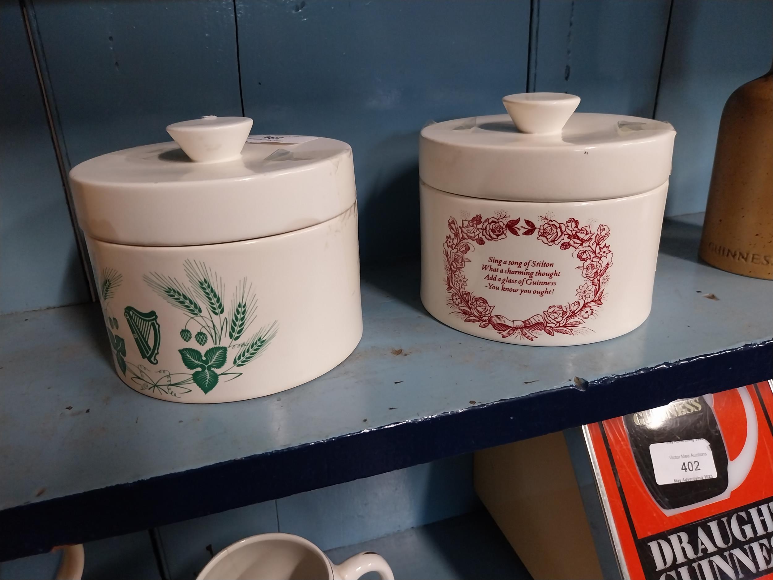 Pair of lidded Carltonware Guinness advertising pots. {10 cm H x 12 cm}. - Image 3 of 3