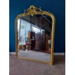 Victorian gilt overmantle mirror {180 cm H x 142 cm W}.