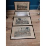 Set of four early 20th C. framed coloured Hunting prints. {28 cm H x 48 cm W}.