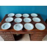 Set of twelve first period Belleek soup bowls with the Reeve Family Crest {28 cm Dia.}.