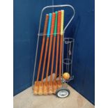 Croquet set with trolley {H 90cm x W 22cm x D 42cm }