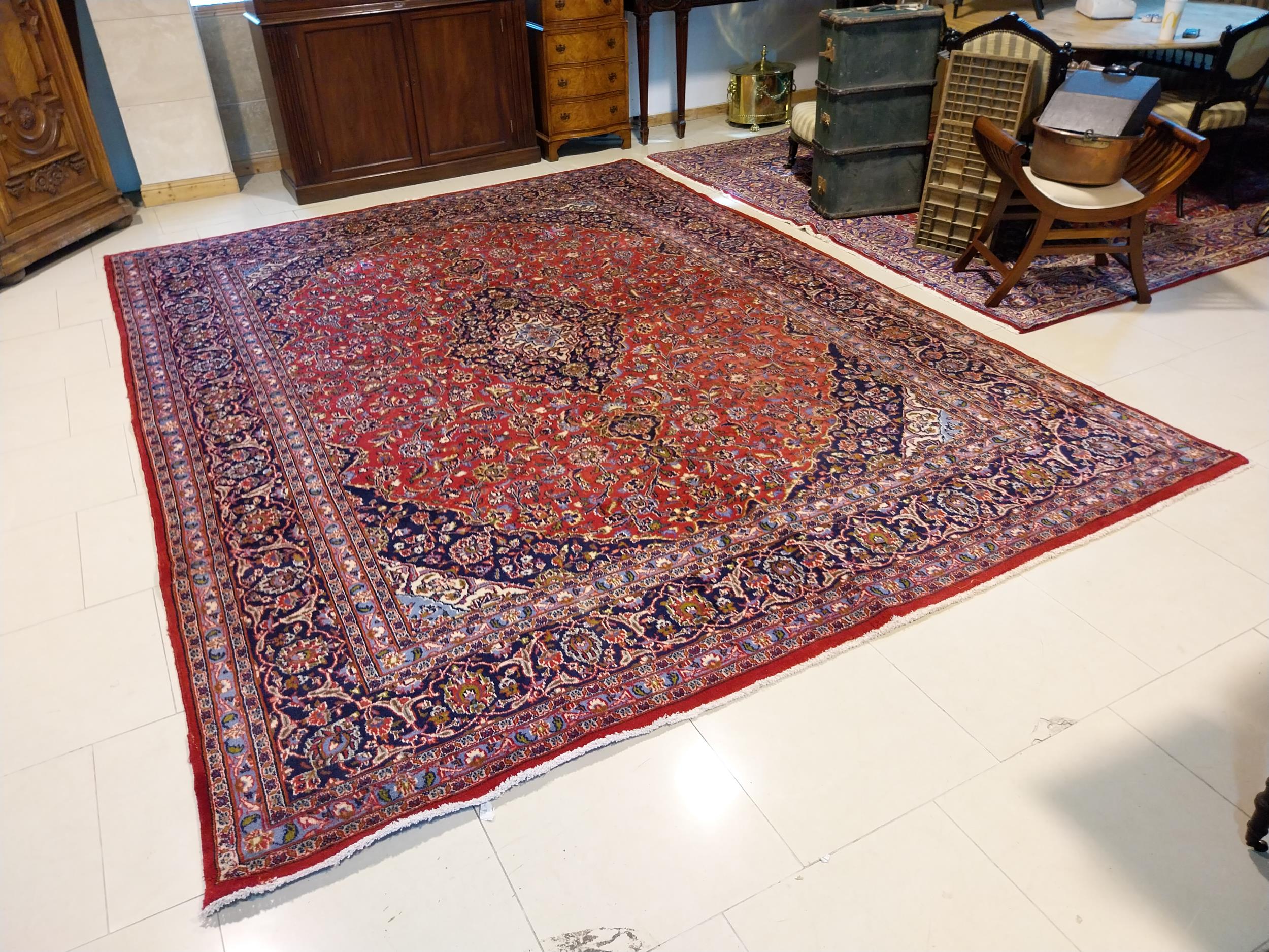 Good quality decorative Persian Keshann carpet square {400cm L x 300cm W}