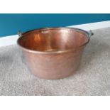 Early 20th C. copper log bucket with wrought iron handle {42cm H x 40cm Dia.}