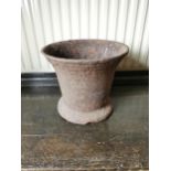 Early 19th C. cast iron mortar {28 cm H x 34 cm Dia.}.