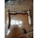 Pair of brass door handles {H 3cm x W 13cm x D 6cm }