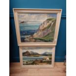 Two early 20th C. oil on canvas - Seascapes. {64 cm H x 70 cm W} and {60 cm H x 58 cm W}.