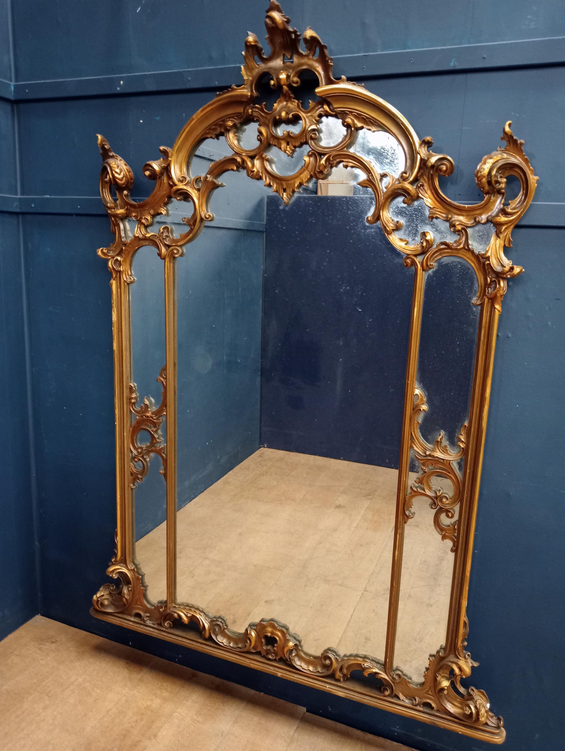 19th C. gilt wood Italian mirror {H 186 x W 120 x D 14 }