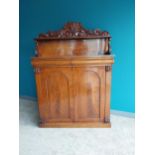 Good quality William IV side cabinet with carved gallery back and two drawers in the frieze above