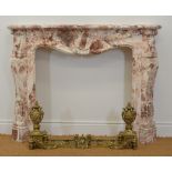French rouge marble fire surround. {110cm H x 137cm W x 30cm D}