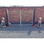 Pair of wrought iron entrance gates {197 cm H x 330 cm W}.