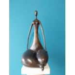 Exceptional quality contemporary bronze sculpture of a seated lady {61cm H x 31cm W x 236cm D}