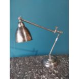 Good quality brushed steel angle poised table lamp {60 cm H x 53 cm W x 20 cm D}.
