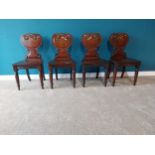 Rare set of four William IV mahogany hall chairs with shield back raised on turned legs {86 cm H x