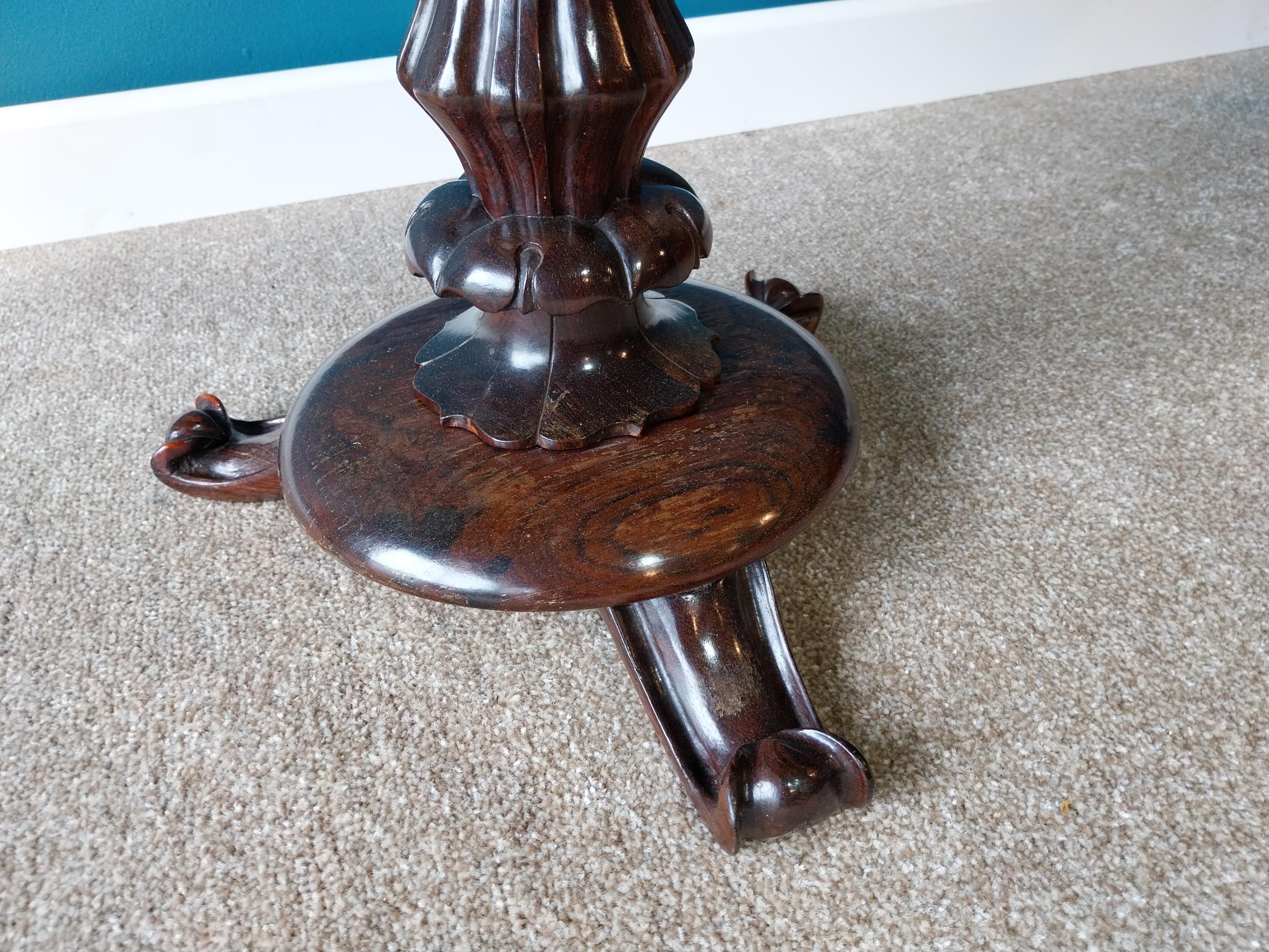 William IV rosewood revolving piano stool with leather upholstered seat {47 cm H x 34 cm Dia.}. - Image 3 of 3