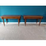 Pair of good quality William IV mahogany consul tables raised on fluted legs and brass castors {75