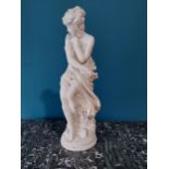 Early 20th C. plaster statue of a Grecian lady {66 cm H x 25 cm W x 22 cm D}.