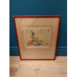 Early 20th C. framed Japanese print. {52 cm H x 42 cm W}.