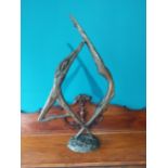 Exceptional quality bronze sculpture of acrobats {121cm H x 70cm W x 27cm}