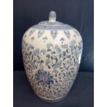 Chinese porcelain blue and white urn {H 36cm x Dia 24cm}