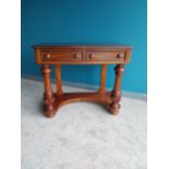 Good quality William IV mahogany side table with two drawers in the frieze raised on turned column