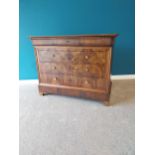 19th C. French chest of drawers with four drawers and brass handles raised on bracket feet {95 cm