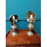 Two early 20th C. silverplate students lamps {40 cm H x 20 cm W x 14 cm D and 23 cm H x 20 cm W x 13