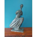 Exceptional quality bronze sculpture of crouching lady {84cm H x 50cm W x 23cm D}