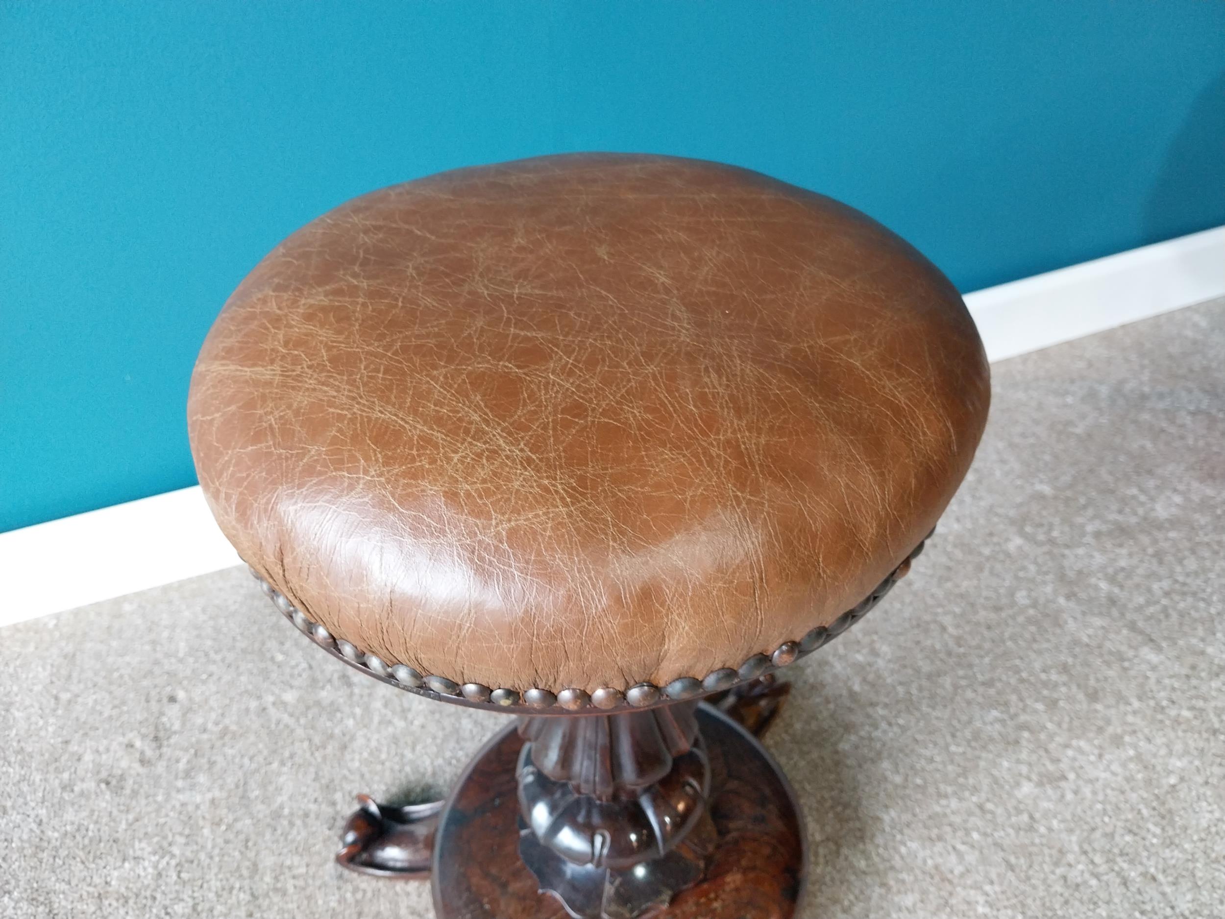 William IV rosewood revolving piano stool with leather upholstered seat {47 cm H x 34 cm Dia.}. - Image 2 of 3