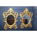 Pair of gilt wood oval mirrors in the Baroque style {H 150cm x W 105cm }