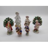 Collection of six 19th C. hand painted ceramic figures {Approx. 14 cm H x 5 cm W and 8 cm H x 3 cm