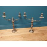 Pair of good quality 19th C. silverplate two branch candelabras {57 cm H x 48 cm W x 18 cm D}.
