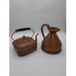 Early 20th C. copper measure and kettle {24 cm H x 25 cm W x 21 cm D and 25 cm H x 30 cm W x 22 cm