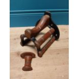 19th C. wood and metal saddle rack and wooden bridle hanger. {20 cm H x 20 cm W x 20 cm D}.