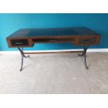 JC edited Anvil collection oak burl veneered desk with inset leather top over three short drawers