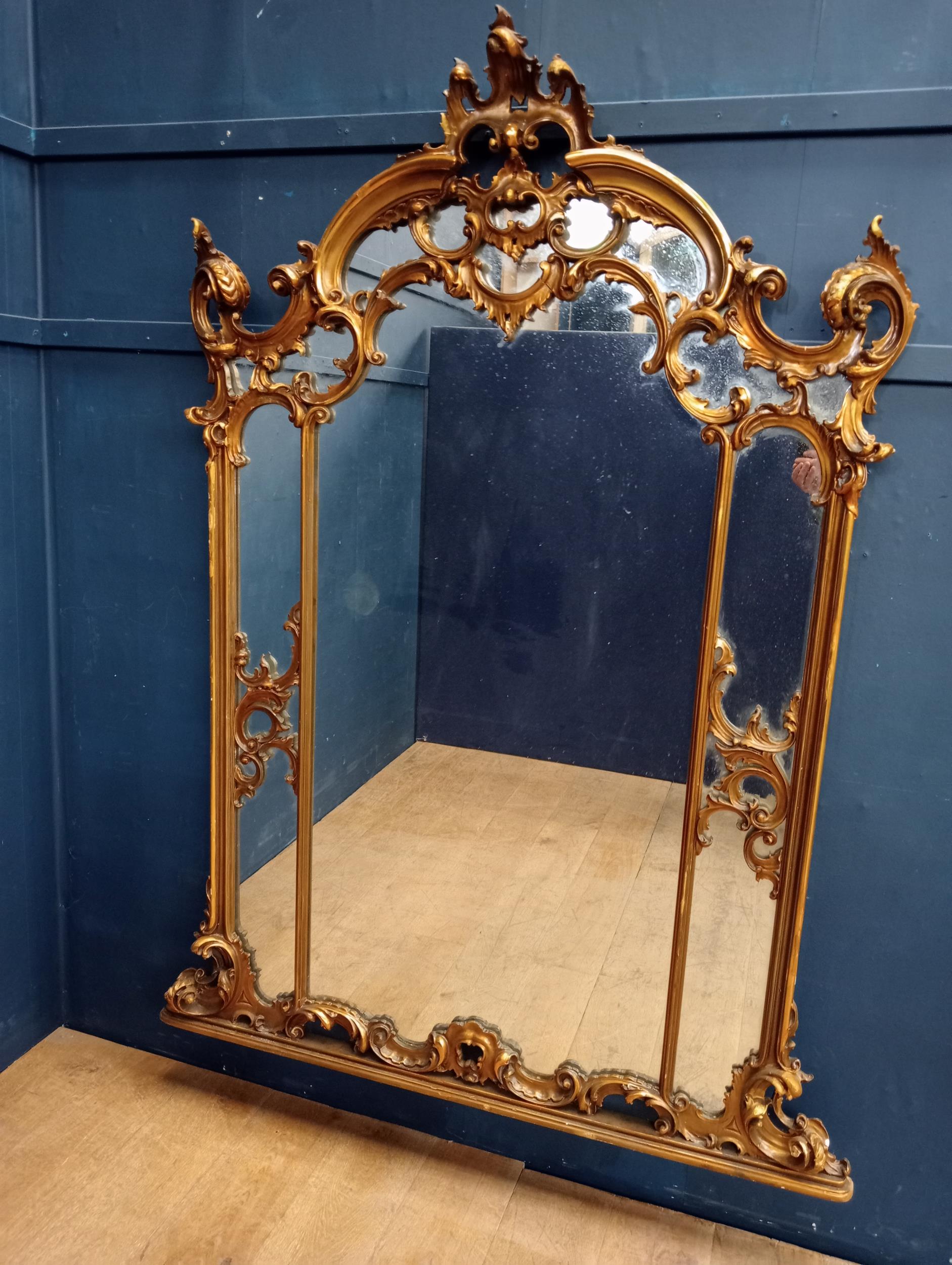 19th C. gilt wood Italian mirror {H 186 x W 120 x D 14 } - Image 4 of 4