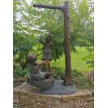 Exceptional quality bronze sculture of two girls on a swing {145 cm H x 87 cm W x 70 cm D}.