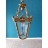 Good quality decorative gilded brass hall lantern in the Rocco style {96cm H x 40cm Dia}