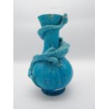 19th. C. Burmantofts Faience Pottery Dragon vase, model no.726, the swollen bottle vase entwined