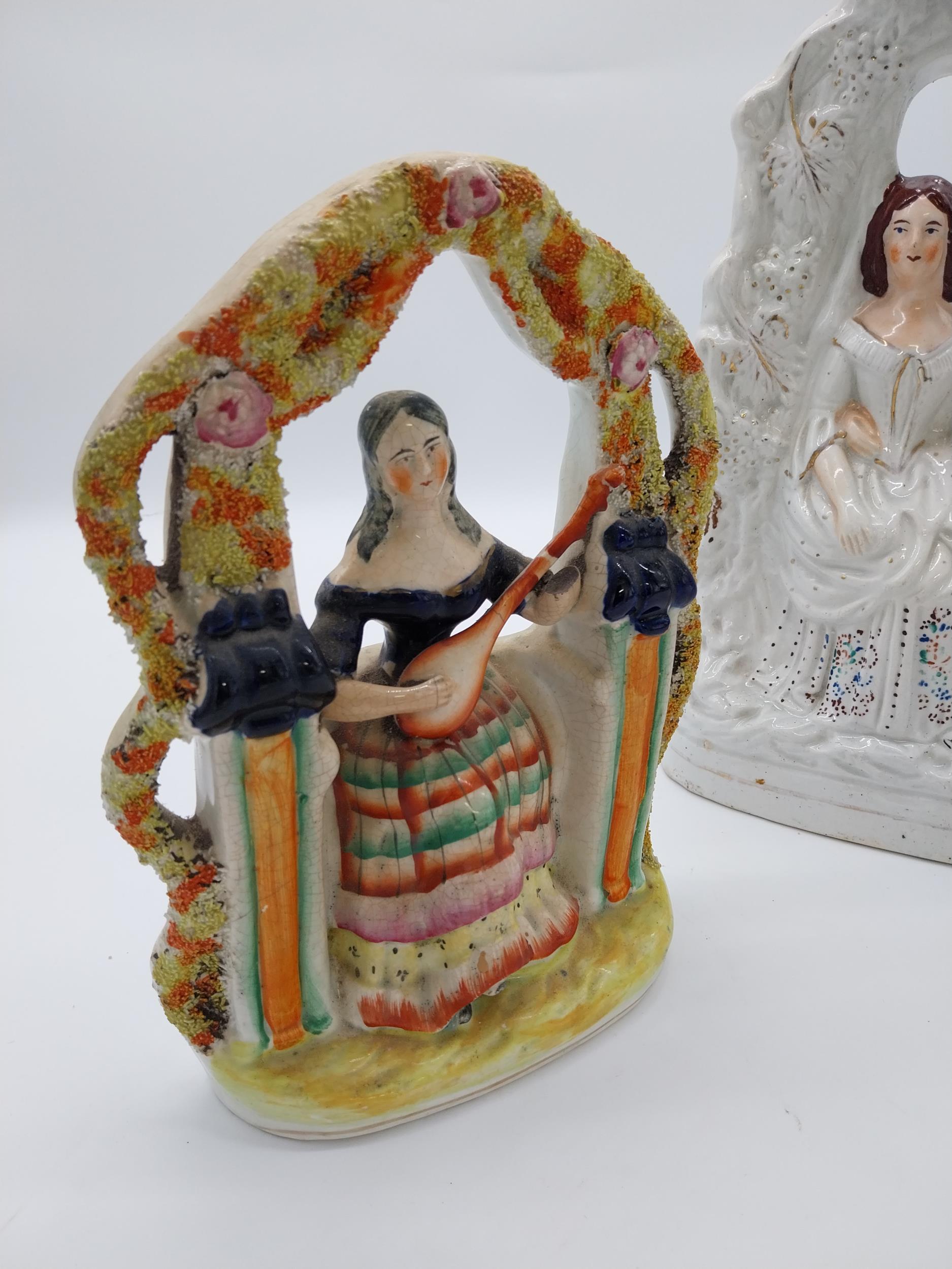 Two 19th C. Staffordshire figurines {36 cm H x 24 cm W x 10 and 25 cm H x 18 cm W x 9 cm D}. - Image 2 of 3