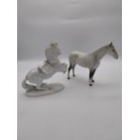 19th C. ceramic model of a Marley Horse and 20th C. Beswick model of a Horse {21 cm H x 20 cm W