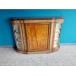 19th C. burr walnut credenza with satinwood inlay and ormolu mounts with single blind door flanked