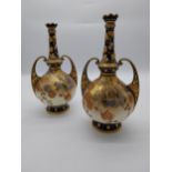 Pair of 19th C. German hand painted ceramic vases {28 cm H x 14 cm Dia.}.
