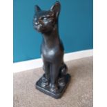 Early 20th C. glazed terracotta model of a cat stamped {52cm H x 27cm W x 21cm D}