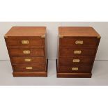 Pair of exceptional quality walnut lockers with four drawers, brass mounts and brass handles