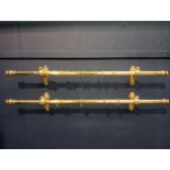 Pair of brass curtain rails with acanthus leaf design {Each H 16cm x W 124cm x D 14cm }